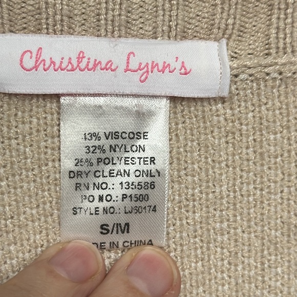 Christina Lynn’s Open Front Cardigan Sweater Tan/White Runs Big, Size S/M EUC!! - Picture 3 of 10